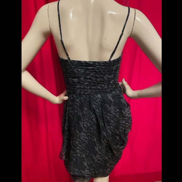 Rebecca Taylor Silk Leopard Gathered Mini Dress in Blue Size 4 - Picture 5 of 9